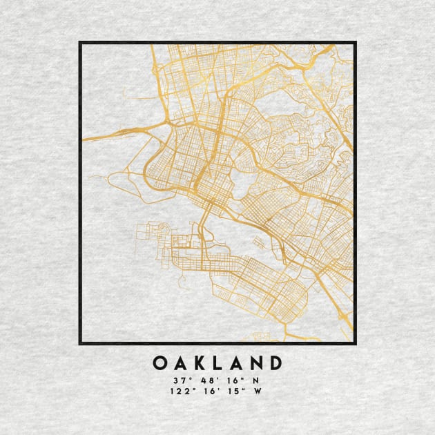 OAKLAND CALIFORNIA CITY STREET MAP ART by deificusArt